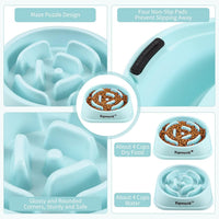 2 Pack Slow Feeder Dog Bowls for Medium Dogs & Cats – Essentials for Dogs - Large / Light Blue - image 3