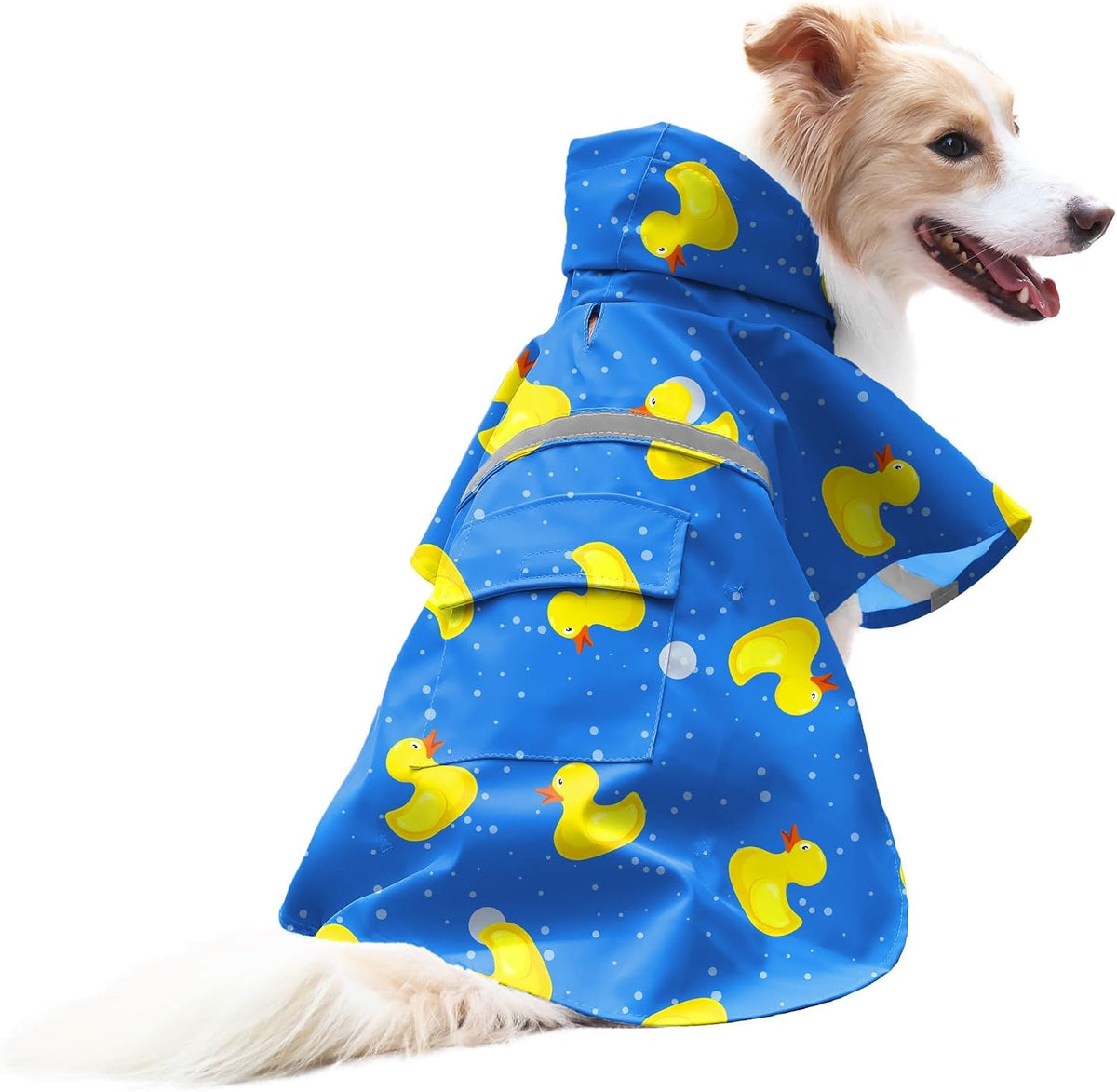 Large Dog Raincoat Adjustable Pet Water Proof Clothes Lightweight - Blue Duck / Medium (Pack of 1)
