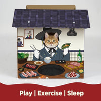 Cat Beds for Indoor Cats, Cardboard Cat House with Scratchers, Korean BBQ, Large Sturdy Cat Furniture Condo Cave Tent, Easy to Assemble Pet Toys Accessories Stuffs, Bunny Small Animals