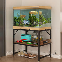 Modern 15 Long Gallon Fish Tank Stand for Home Office, 2-Tier Aquarium Stand with Shelf for Storage, Fish Tank Table 24" x 12" x 21", Ideal for Breeder Tanks, and Reptile Terrariums, Rustic Brown
