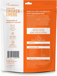 smallbatch Freeze Dried Dog Treats, Chicken Liver Treats for Dogs & Cats, High Protein, Single Ingredient Dog Treat for Training or Food Topper, Natural, Humanely Sourced Meat, Made in the USA, 3.5 oz