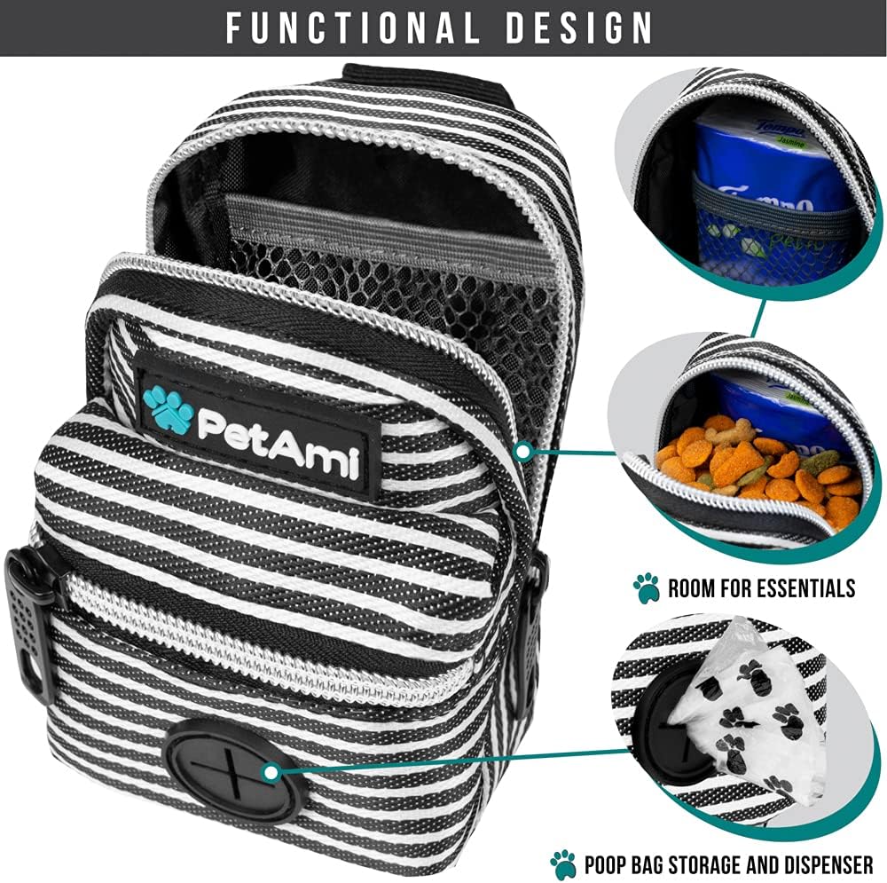 PetAmi Dog Poop Bag Holder for Leash - Stripe Black / 1 Count (Pack of 1) - image 3