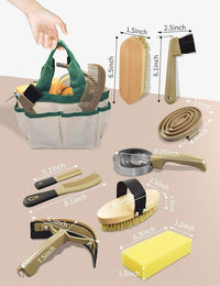 9 Pieces Horse Grooming Kit, Tack Room Supplies Set with Tote Bag, Horse Brush Set for Effective Cleaning and Bathing, Professional Equine Coat Care Kit for Horse Riders Beginner