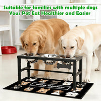 SHAINFUN Elevated Dog Bowls with Slow Feeder & Mat for Medium - Black-1.7L-Three - image 3