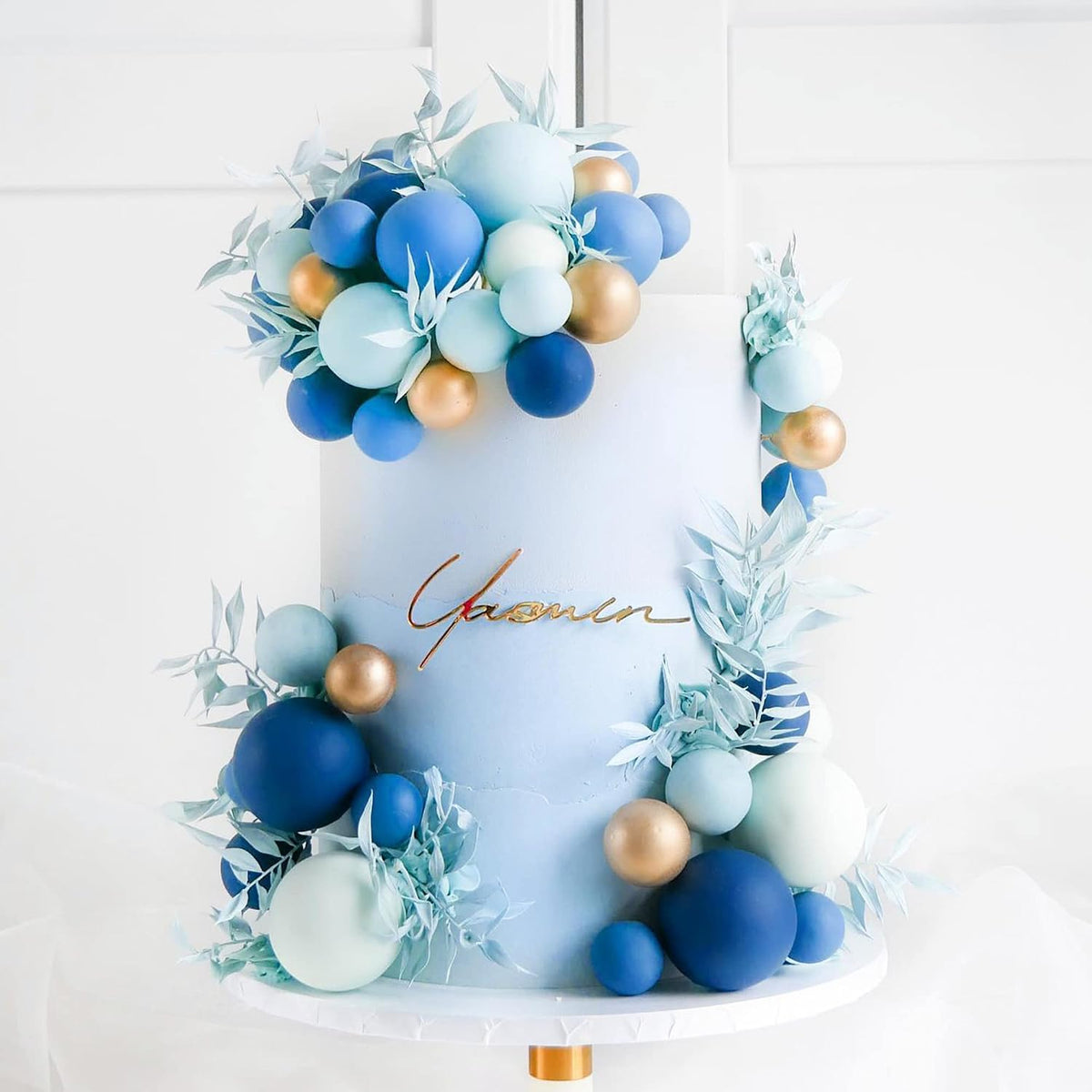 32 PCS Colorful Ball Shaped Cake Topper Pearl Balls Cupcake Cake - Blue White Dark Blue - image 3