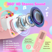 Mini Karaoke Microphones for Kids Girls: Unicorn Portable Bluetooth - Pink - image 3