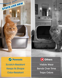 Powools Stainless Steel Cat Litter Box, High-Sided, M - M (1 Pack) / Grey - image 2