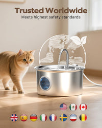 Cat Water Fountain Stainless Steel: Cat Fountain for Drinking - Cat Fountain+6 Filters +3 Sponges - image 3