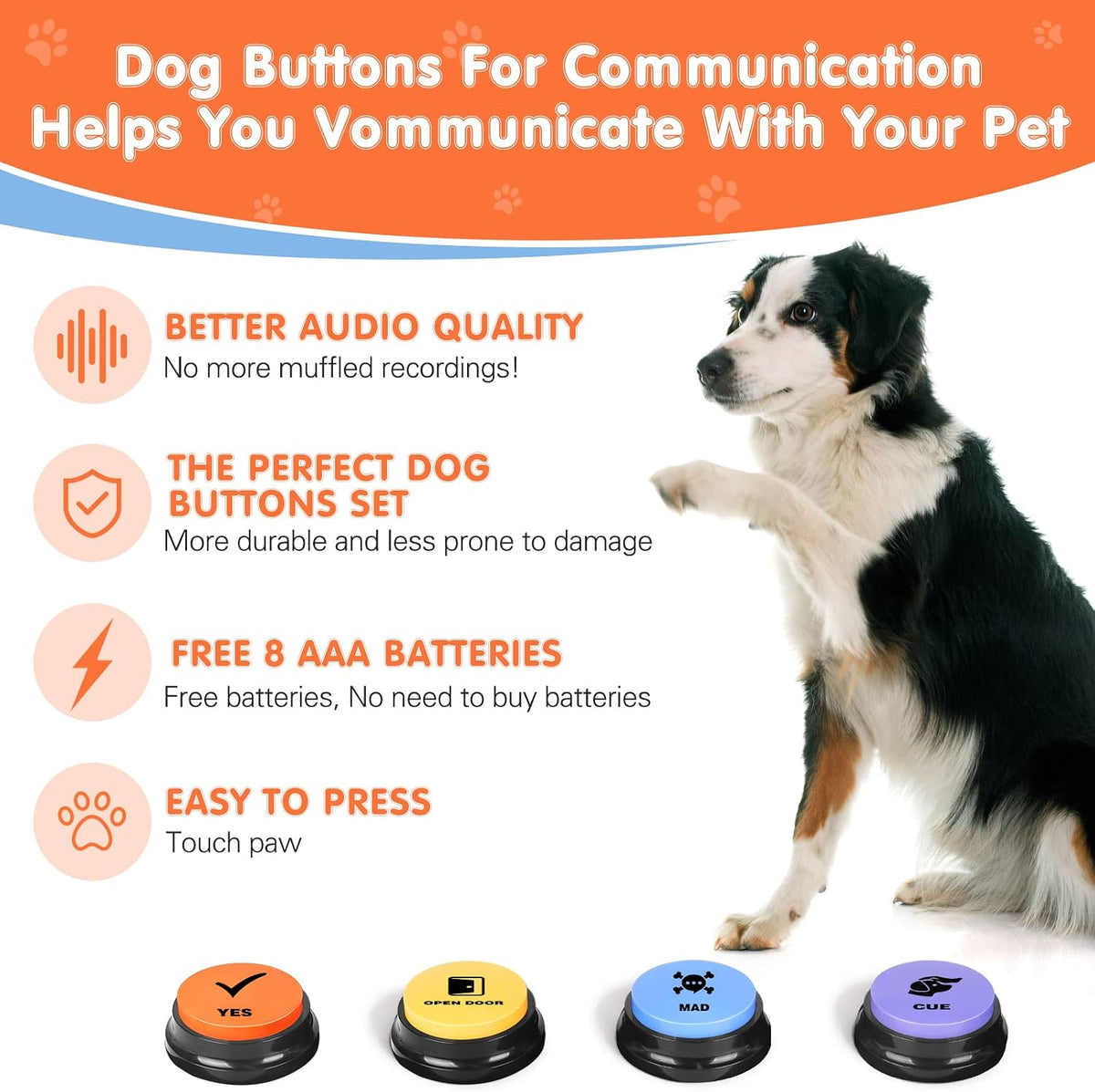 Dog Buttons for Communication, Talking Buttons for Dogs - 4 Pack - image 2