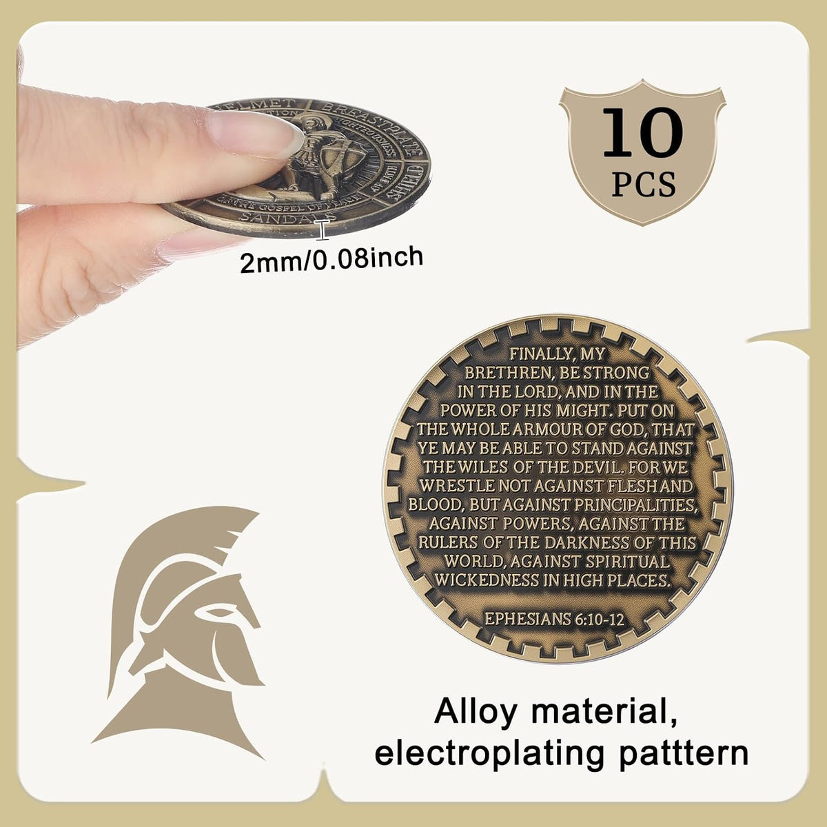 Nosiny 10 piece armor of God prayer coins in classic style alloy metal - view 27