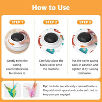 Interactive Cat Toys Rechargeable: Moving Concealed Feathers with Chime - Hide and Seek Toys,Touch Cat Kitten Toy Exercise Toys for Indoor Bored Adult Cats,White