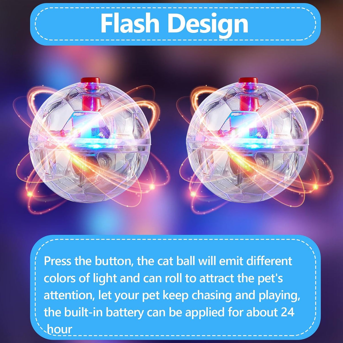 Frienda 4 Pcs Light up Cat Ball LED Motion Ghost Hunting Cat Ball – Essentials for Cats - Clear - image 3
