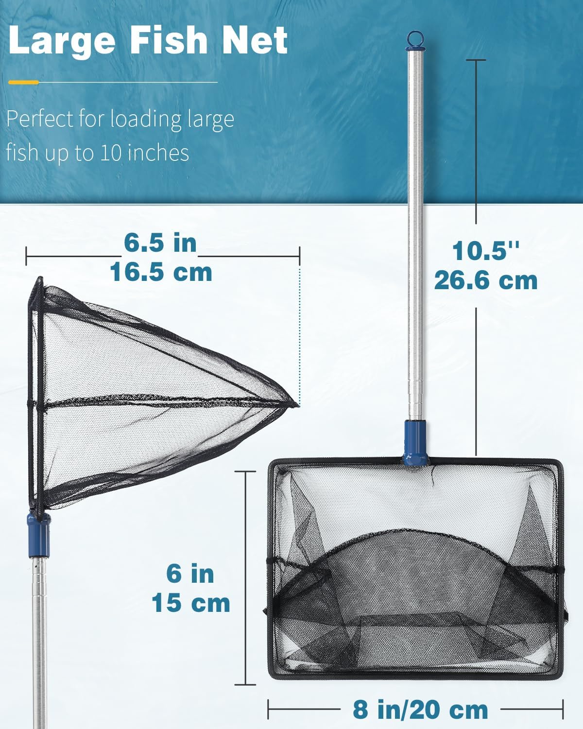 Pawfly Aquarium Fish Net with Extendable 9-24 Inch Long Handle - 8 Inch - image 4