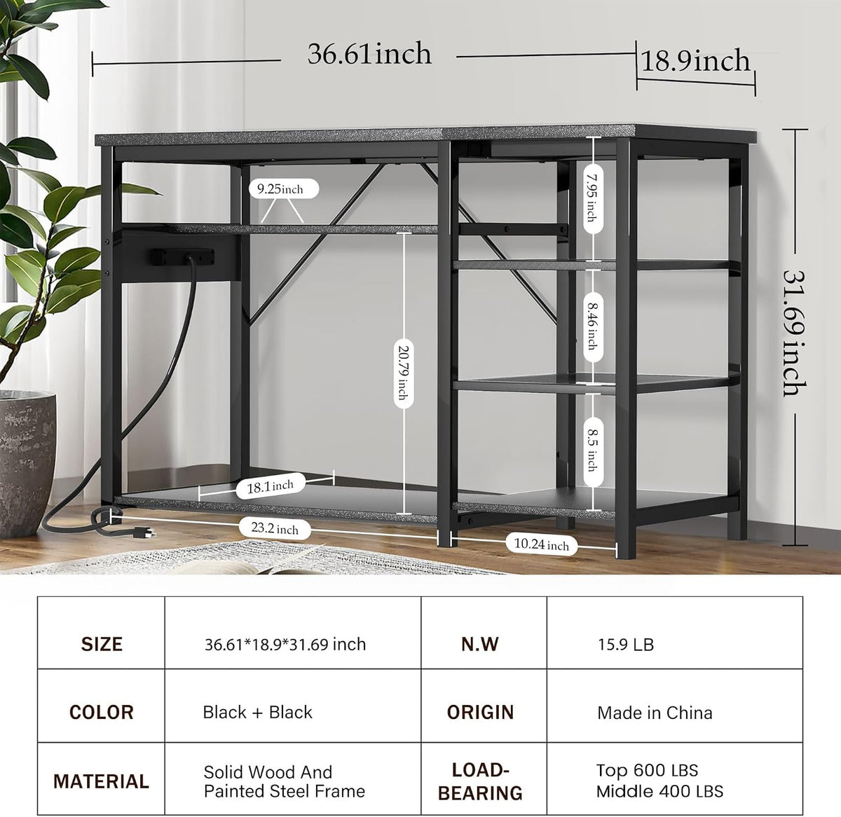Keelian 55-75 Gallon Fish Tank Stand With Power Outlets for Aquarium - 40-50 Gallon - image 2