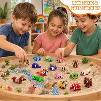JOICEE 24Pcs 3D Printed Dinosaur Animals Mini Dinosaur Toys – Fun for Kids & Family - Orange - image 3