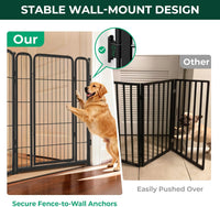 FXW Dog Gate, Extra Wide Adjustable for Openings Up to 219" - Black / Up to 219" W【7 Panels + 1 Door】 / 40"H - image 3