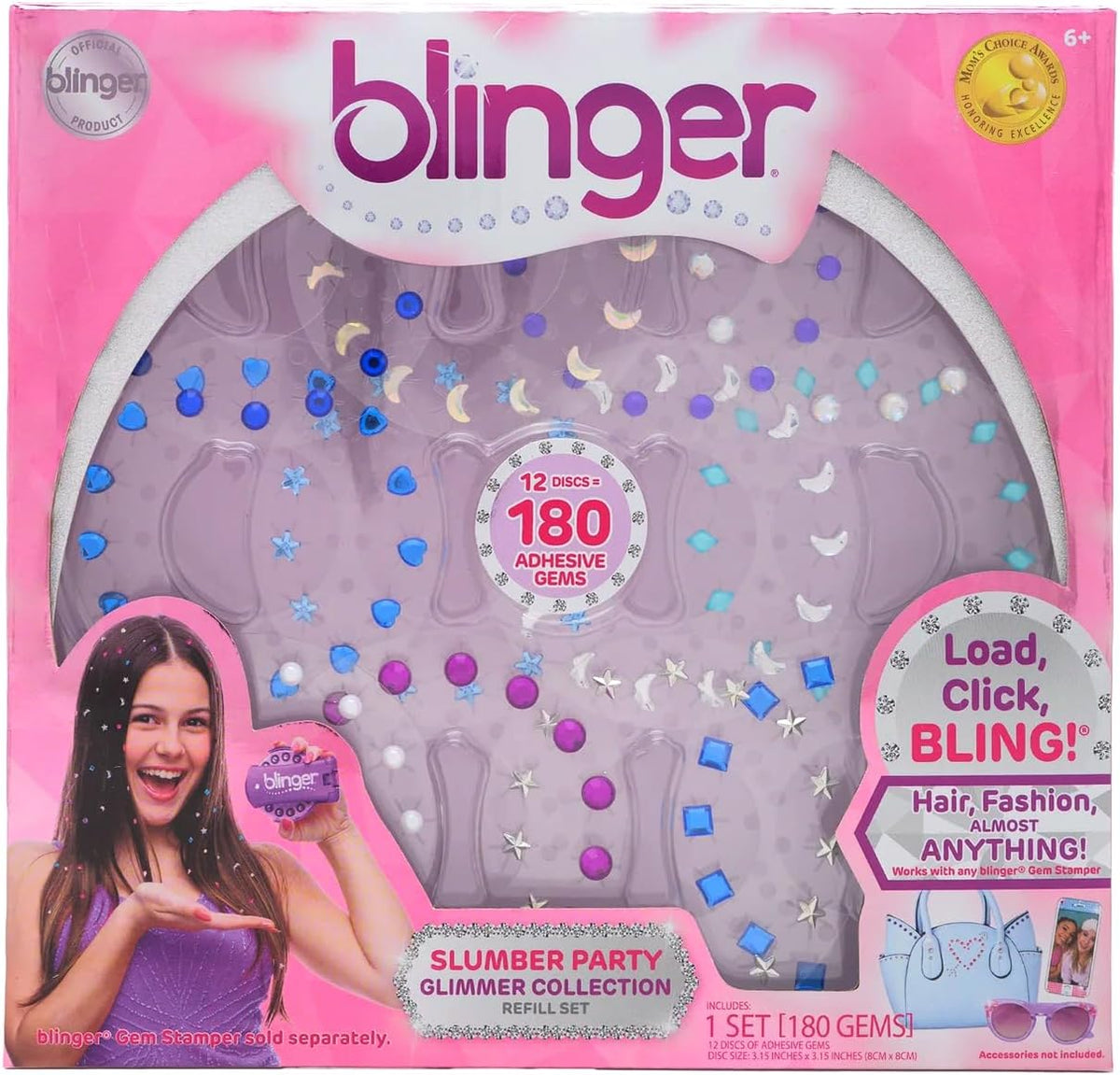 Blinger Glimmer Collection refill pack with 180 colorful gems on refill discs - view 2