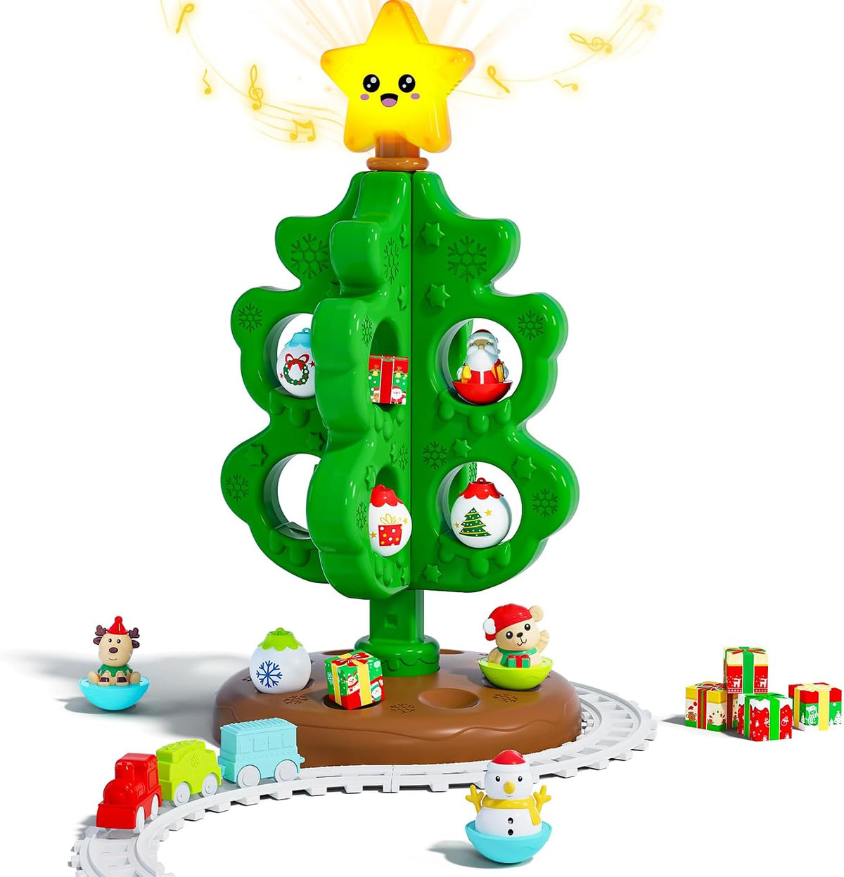 Surelect my first Christmas tree toy for little kids with train, tumblers and finger puppets - view 2