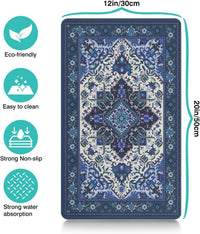 Pet Feeding Mat for Floors Cat Food Mat Waterproof Dog Food Mat - 20"L x 12"W / BlueBoho - image 2
