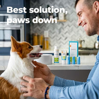Oxyfresh Premium Pet Dental Kit for Dogs & Cats – Easy Solution for Fresh Breath, Clean Teeth, Control Plaque & Tartar – Vet Formulated Pet Toothpaste 1oz + Water Additive 3oz + 3 LG Brushes Kit