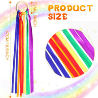 Deekin rainbow ribbon rings, wooden Waldorf hand kites with bright streamers - view 10