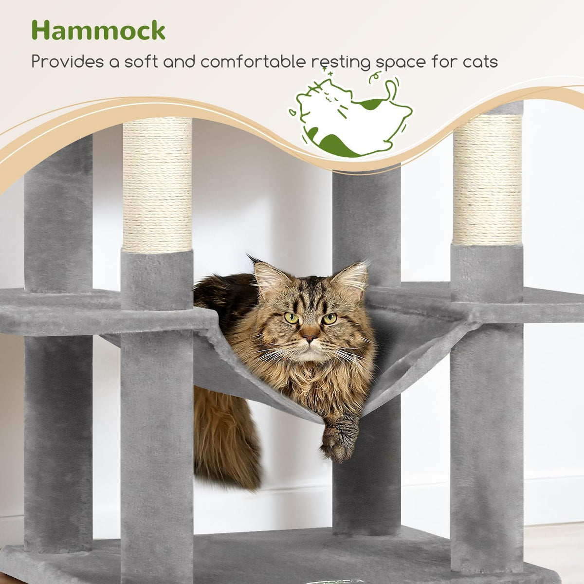 Globlazer Extra Tall Cat Tree Tower for Indoor Cats, F76 - Light Grey / 76 inch - image 3
