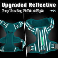 BARKBAY Dog Harness No Pull with ID Tag Pocket - Heavy Duty, Reflective, Easy Control for Large Dogs(Ocean Blue,L)