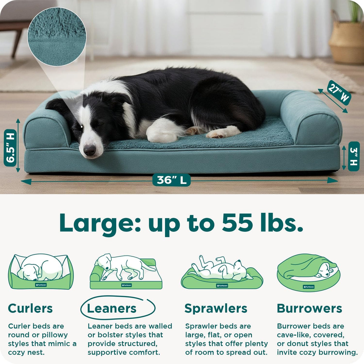 Furhaven Orthopedic Dog Bed for Large Dogs w/ Removable Bolsters - Large / Deep Pool - image 3