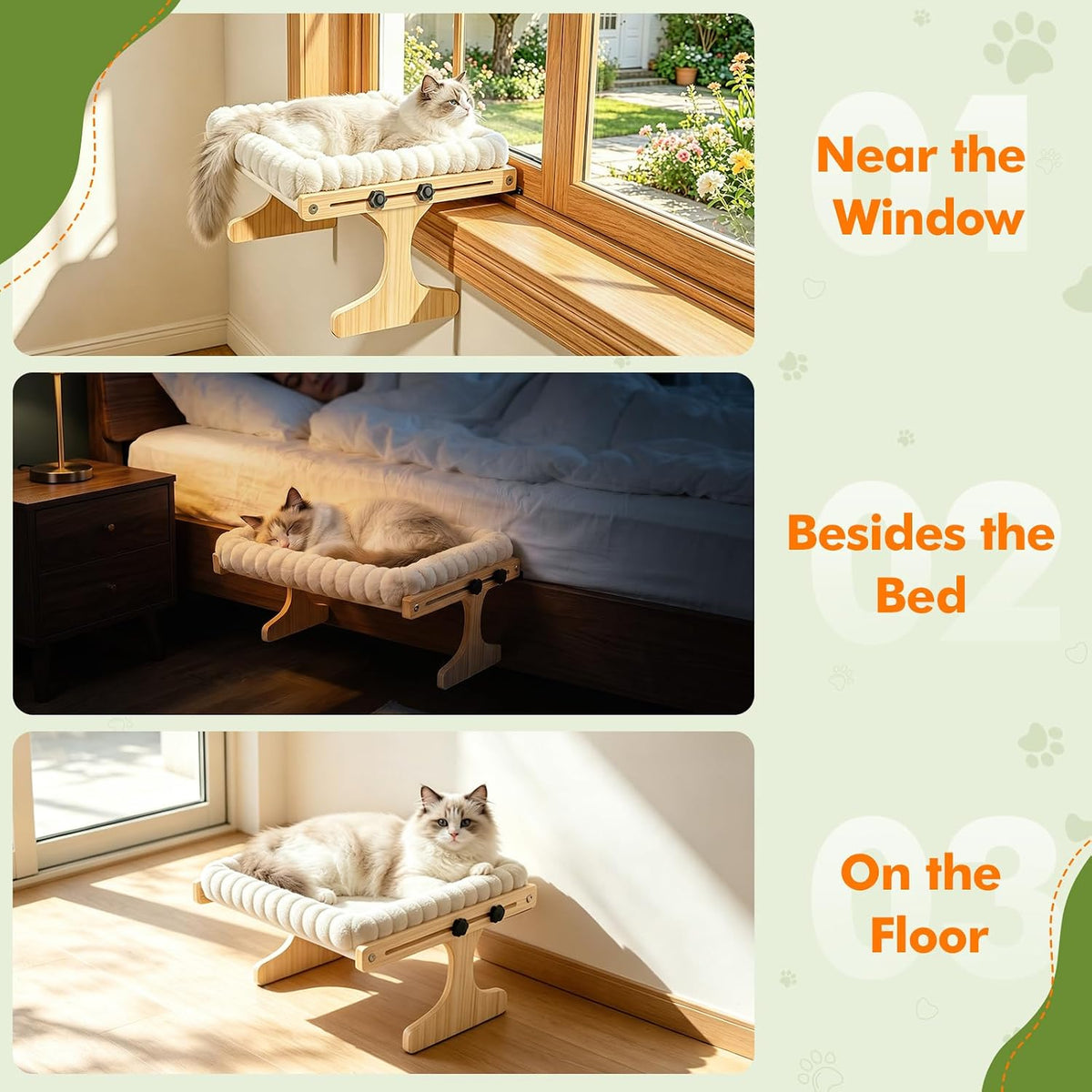 XiaZ Cat Perch for Window Cats Hammock Indoor Bed for Window - White / Small 18 * 16 * 9.4in - image 4