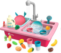 CUTE STONE Color Changing Play Kitchen Sink Toys - Pink