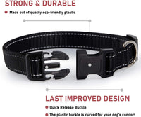 Reflective Dog Collar, Puppy Collar with Buckle Adjustable - Black / Medium :Width 3/4",Neck 12-18" - image 2
