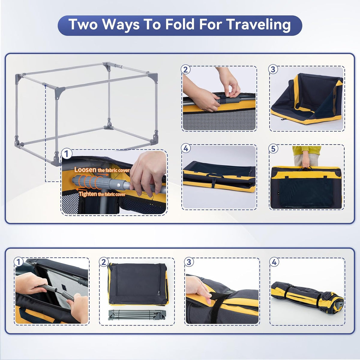 A 4 Pet 36-in Foldable Soft-Sided Dog Crate for Large Dogs – Essentials for Dogs - Blue+Yellow / 36.0"L x 24.0"W x 23.0"H - image 3