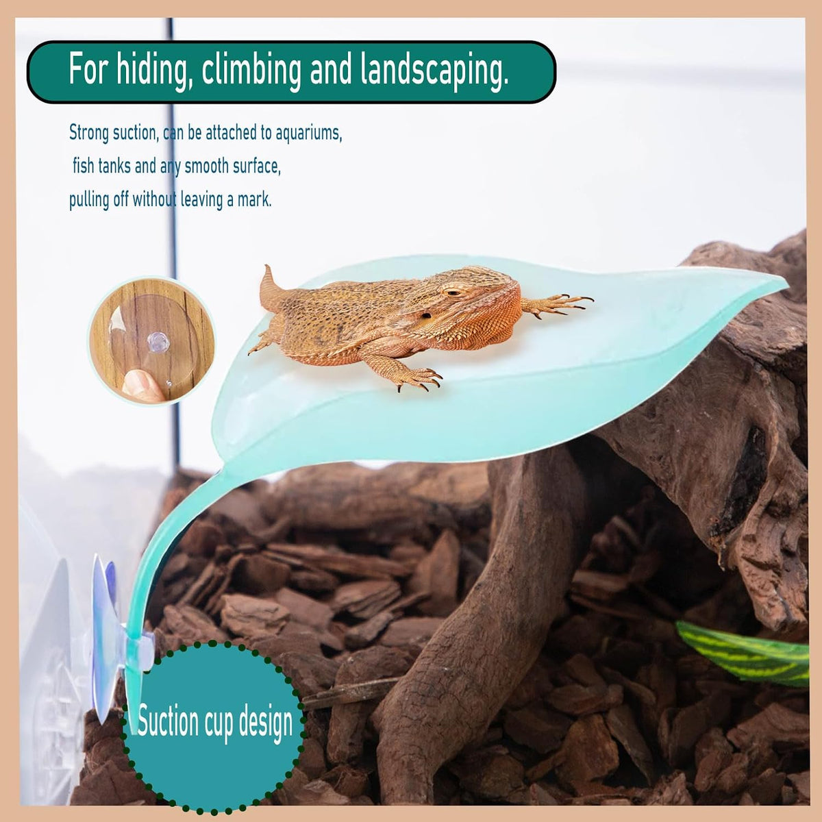 3pcs Crested Gecko Hide，Wall Climbing Gecko Toy，Reptile Leaf，Crested - Light Blue - image 4
