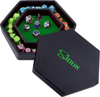 SIQUK Dice Tray with Lid Hexagon Dice Rolling Tray Dice Holder – Fun for Kids & Family - Green