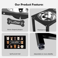 Elevated Dog Bowls,16inch Tall Pet Bowl Holder, Raised Bowl Stand with 2 Stainless Steel Bowls (68oz) and Spill-Proof Mat, Dog Feeder for Large Extra Large Breeds