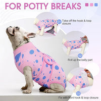 Kuoser Dog Surgery Recovery Suit, Anti Licking Pet Surgical Suit for Dogs Male Neuter, Female Dog Surgery Suit for Spay Subsititute E-Collar Cone, Dogs Body Suits After Surgery Pink Polka Dot XS