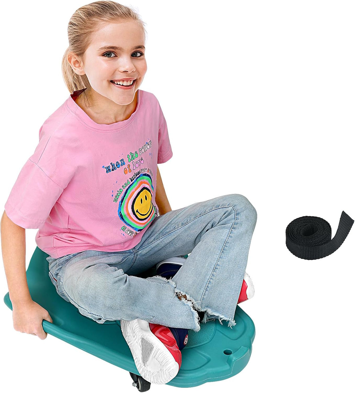 LLYJJKUWL large plastic scooter board for kids with side handles and swivel wheels - view 2