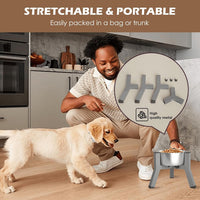 Dog Bowl Stand for Medium & Large Dogs, Adjustable Width 7-10.7" - Height: 7.8", Width: 5.9-8.7" / Grey - image 2