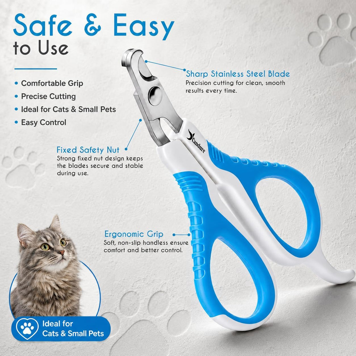 Candure Pet Nail Clippers - White & Blue / Small pets - image 4