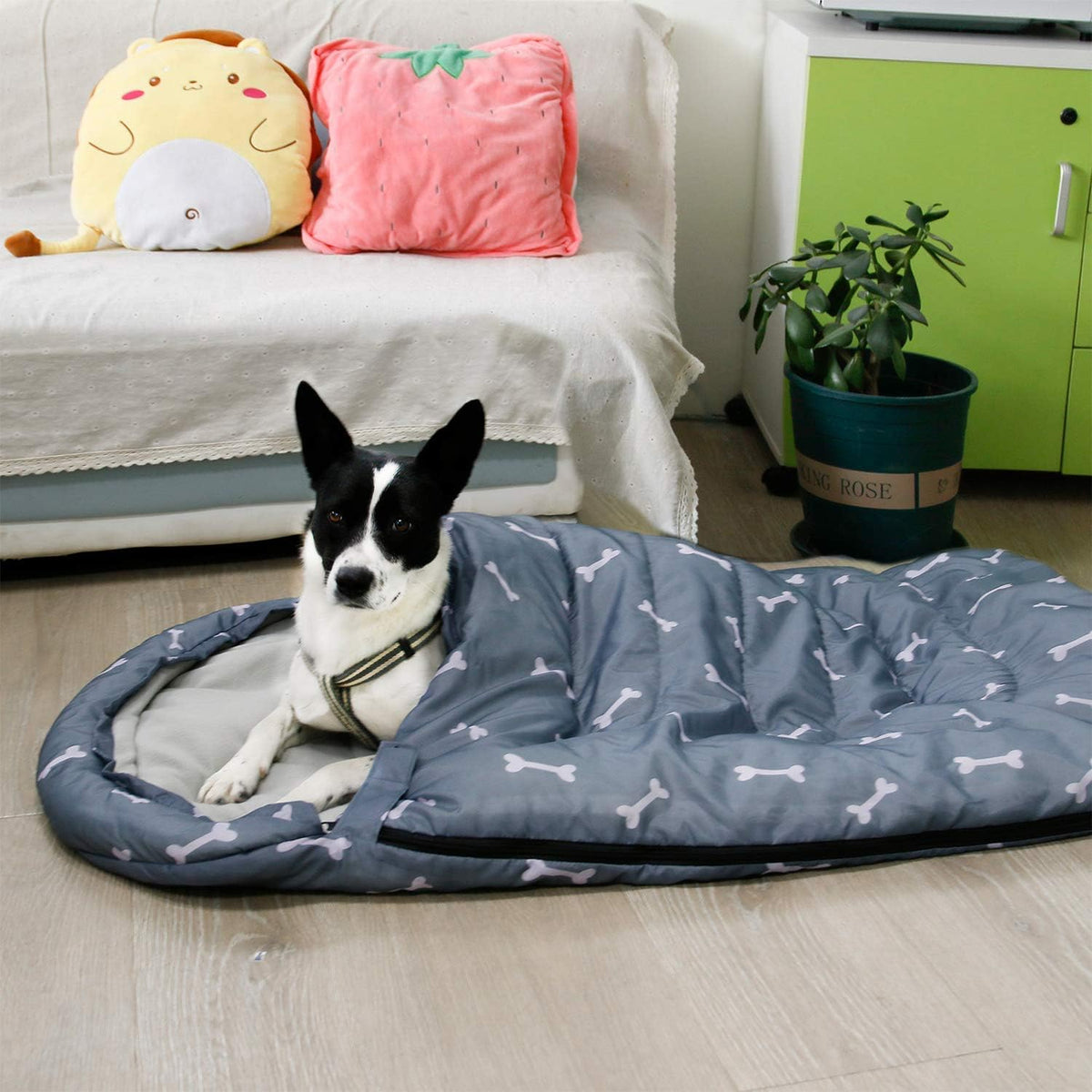 Dog Sleeping Bag Waterproof Warm Packable Dog Bed with Storage Bag - Grey-Bone - image 4