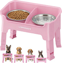 URPOWER Elevated Dog Bowls - Pink / Medium