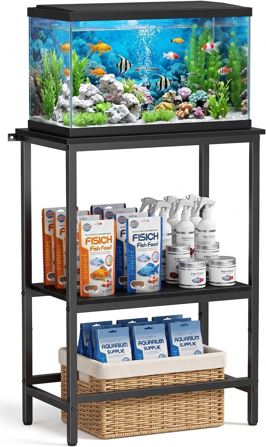 5 & 10 Gallon Fish Tank Stand for Standard Tanks – Essentials for Fish - Black / 10 Gallon