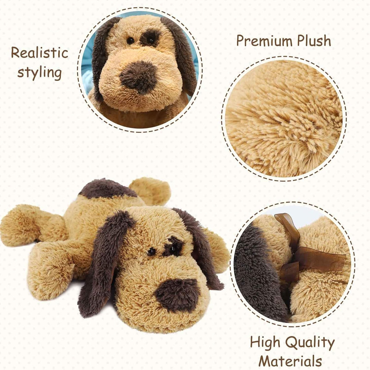 WEIGEDU floppy stuffed dog plush, 20 inch brown puppy with soft plush fur - view 23