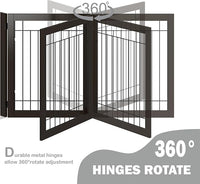 SPIRICH 96-inch Extra Wide 30-inches Tall Dog Gate with Door Walk Through, Freestanding Wire Pet Gate for The House, Doorway, Stairs, Pet Puppy Safety Fence, Support Feet Included(Espresso)