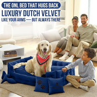 Luxury Dog Bed Chesterfield – Handcrafted Velvet Throne for Dogs | Joint Support, Calming & Temp-Regulating Comfort | Durable 5+ Years, Anti-Claw, Washable 100+ Times – XL, Blue