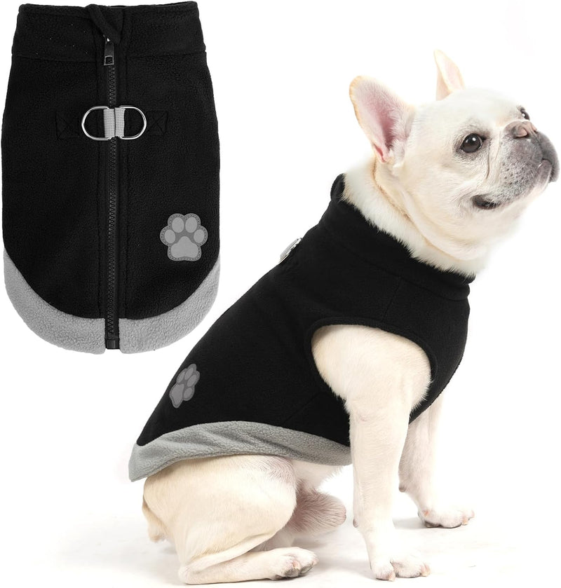 Mihachi Dog Fleece Vest Sweater Zip Up Warm Pullover Step-in Dog - X-Large(Chest: 23", Neck: 18", Back: 17") / Black