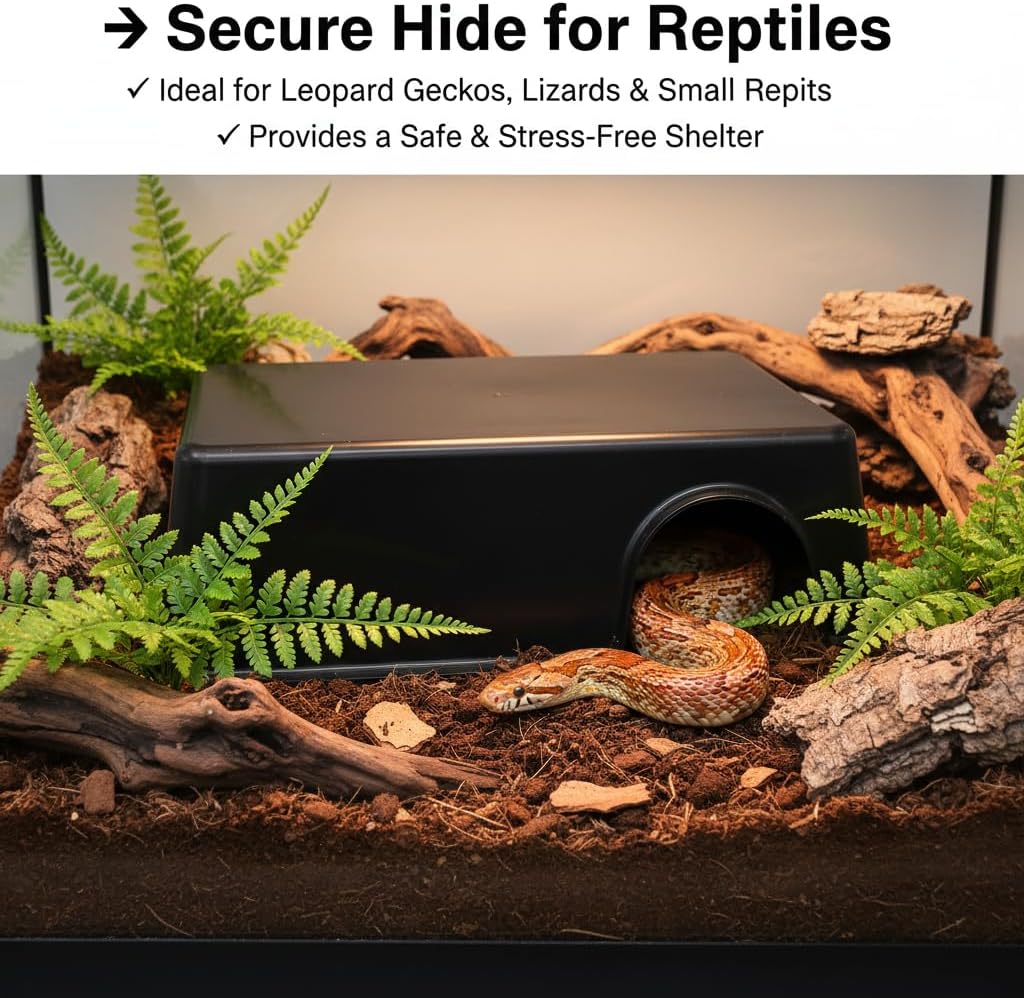 Reptile Hide Box Snake Hide Feel Secure and Safe, Gecko Hide - Black / XL 4 Pcs - image 4