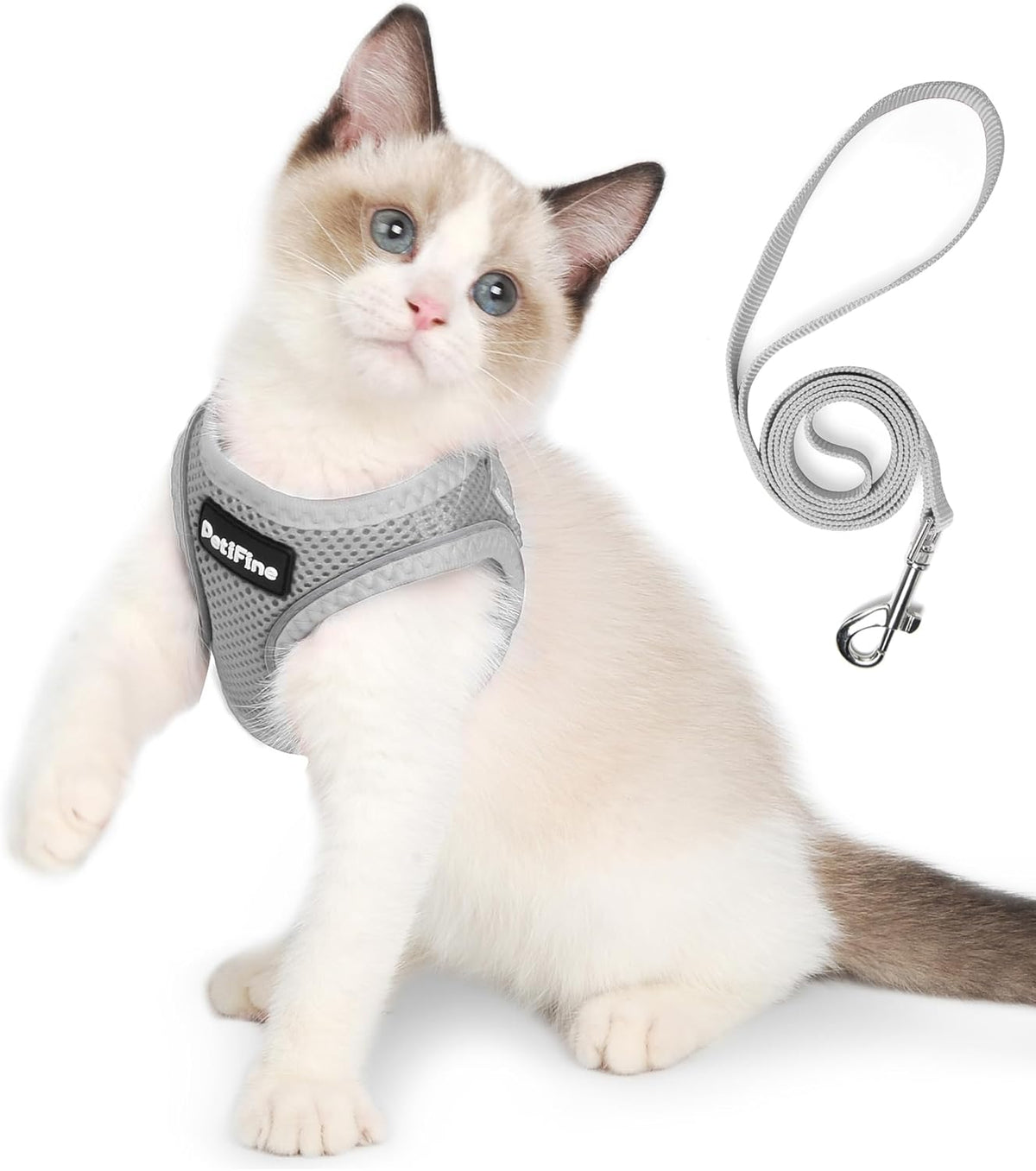 Small Dog Harness and Leash Set Breathable Step-in Puppy Cat Harness - XXXS | Neck: 10.2''-11.4'' Chest:11.4''-12.6'' | / Grey