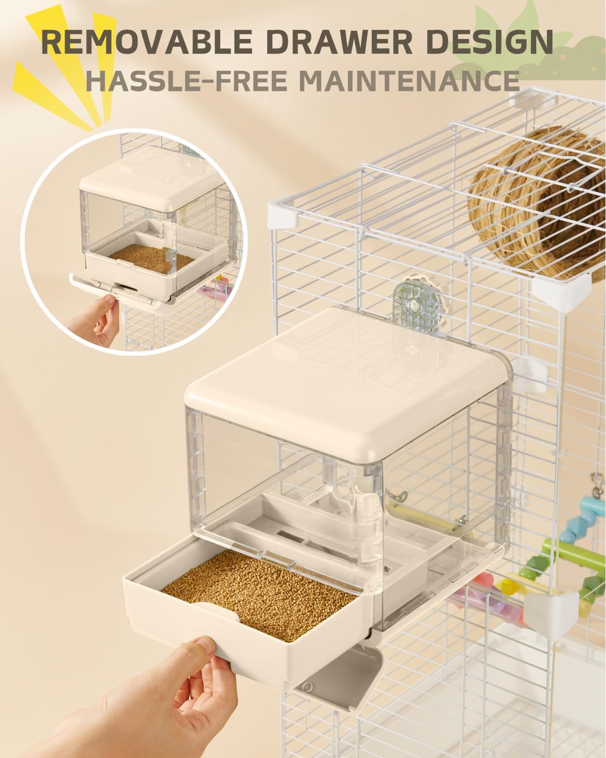 septillar Bird Feeder and Bath for Cage - White - image 3
