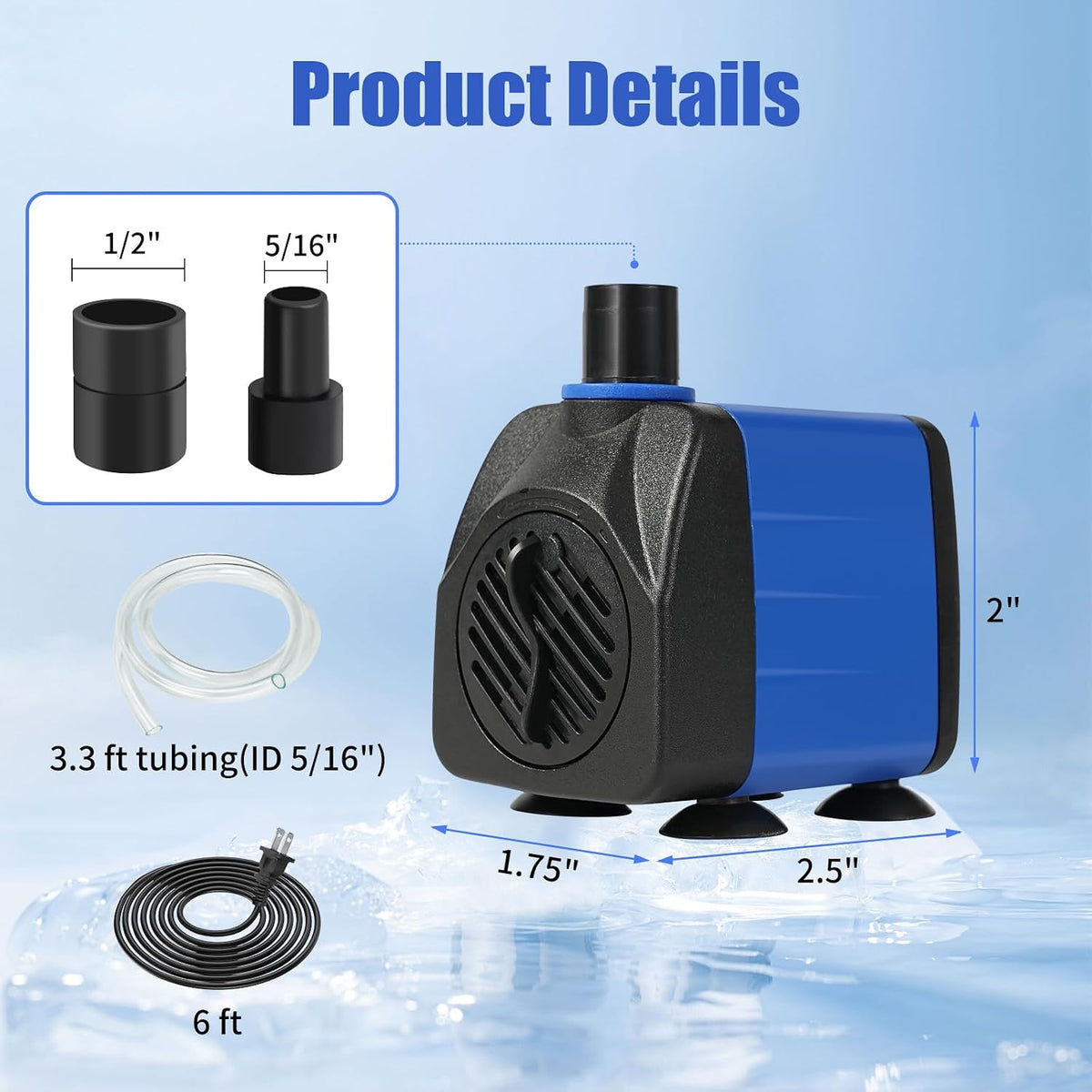 AQUANEAT Small Fountain Pump - 160 GPH - image 2